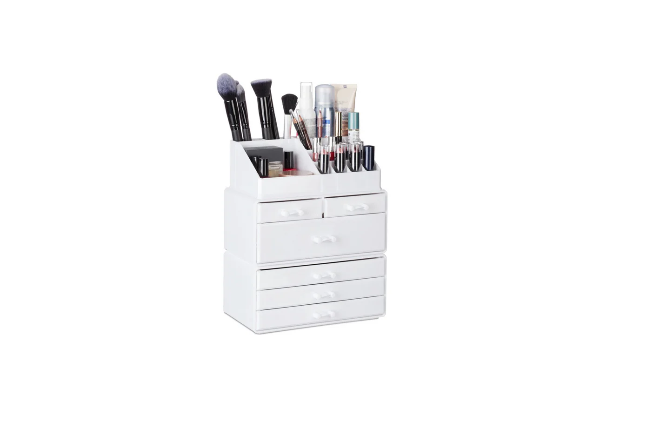 Make-up organizer - met 6 lades - 22 vakken wit