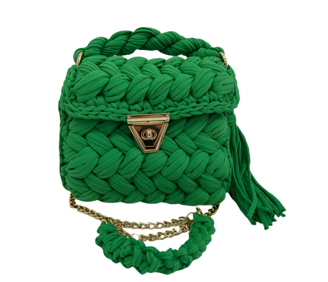 Geweven handtas groen