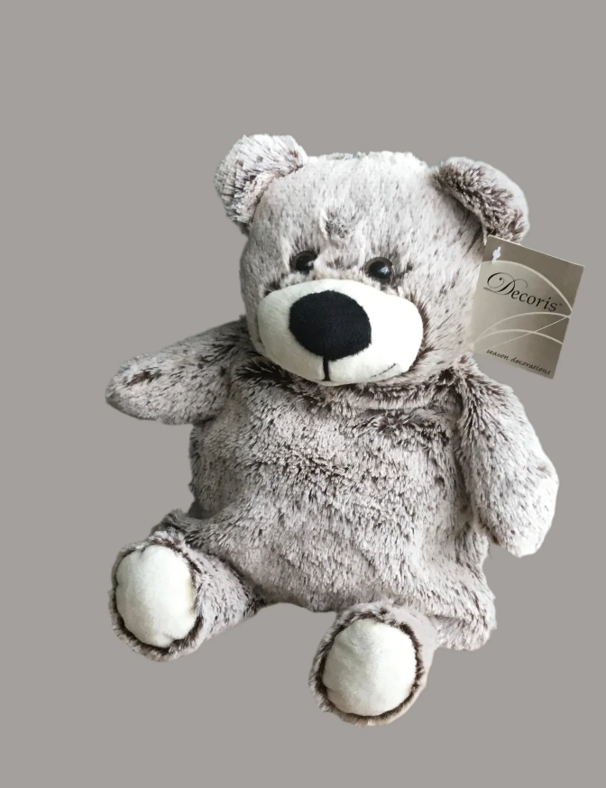 Warmte knuffel beer grijs - met kersenpitten
