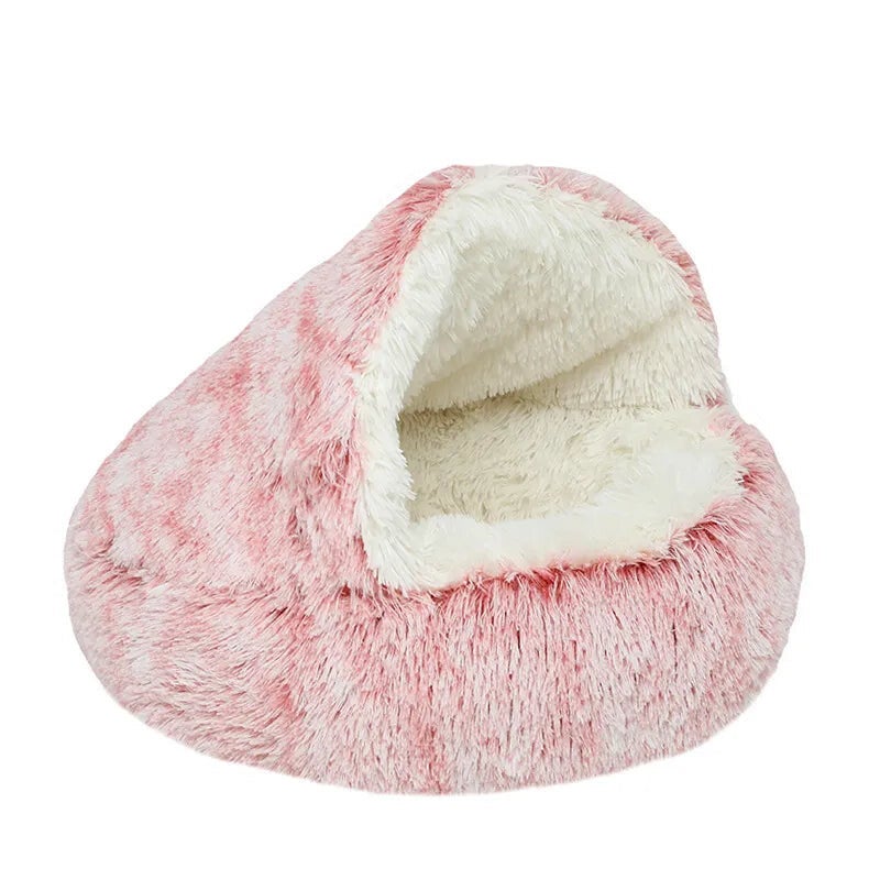 Fluffy Kattenmand met Kap – Roze 60cm