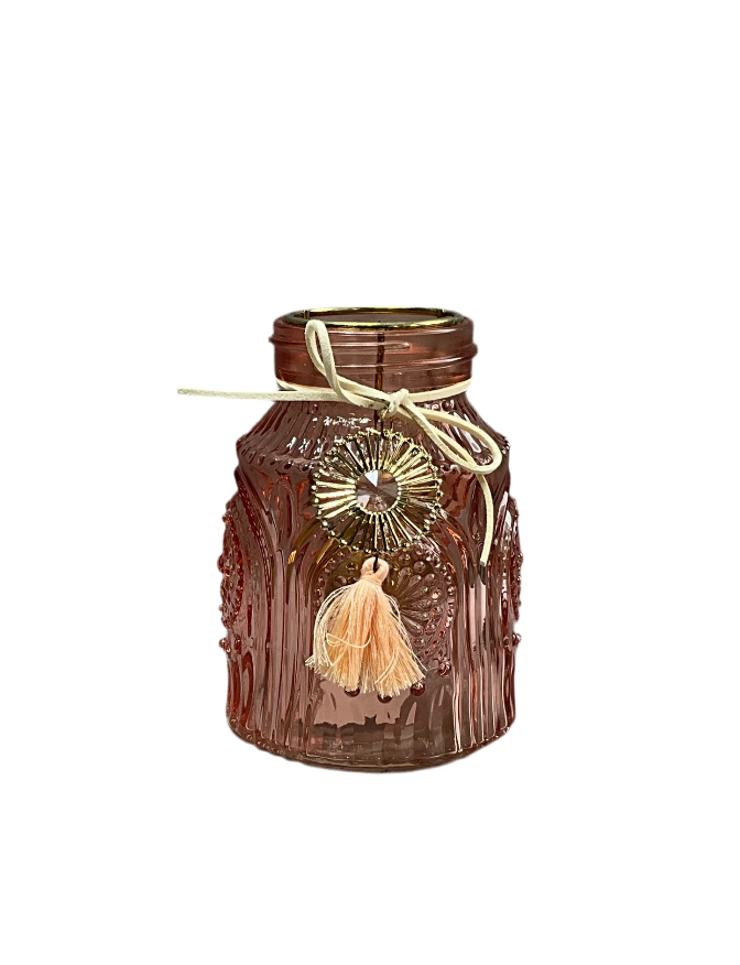 Glazen Waxine lichthouder met Kwastje & Hanger