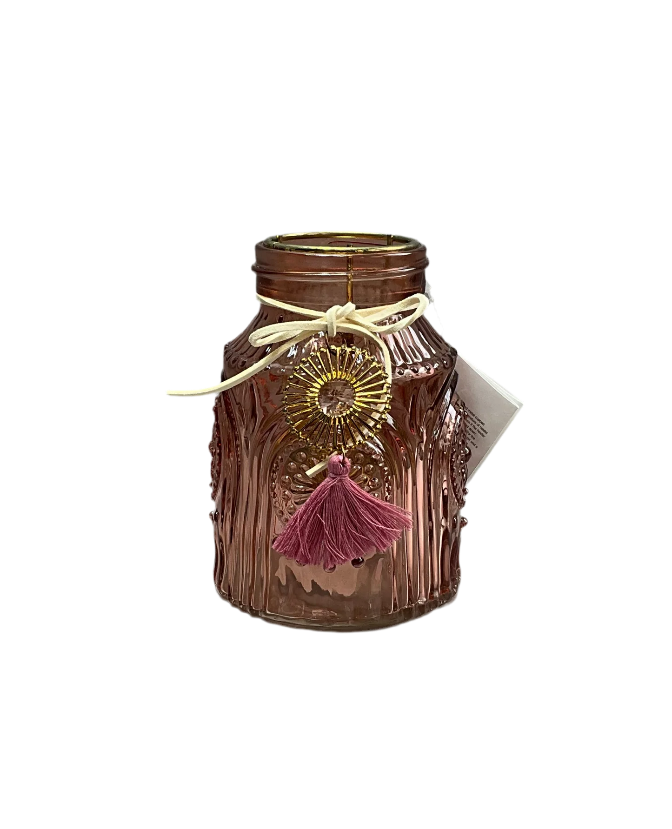 Glazen Waxine lichthouder met Kwastje & Hanger