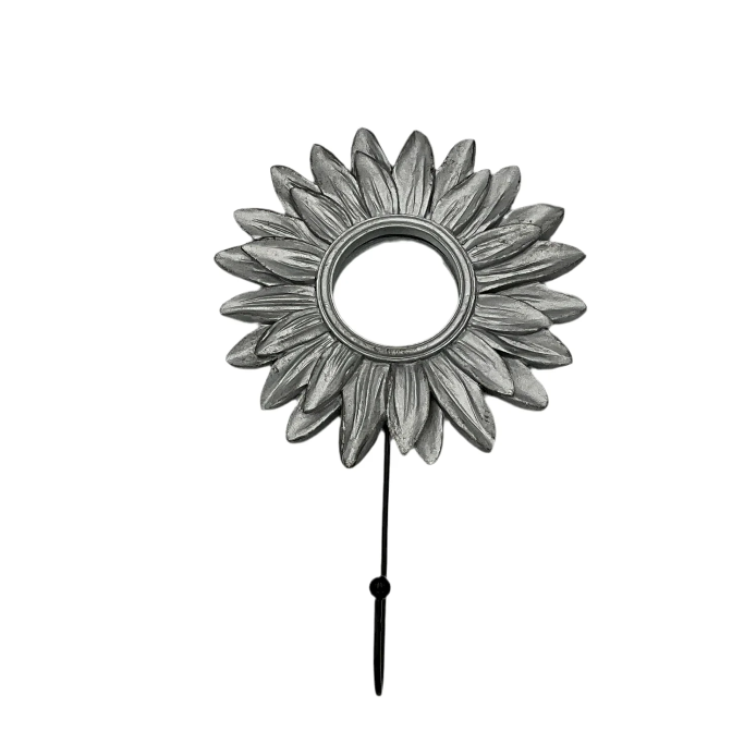 Spiegel bloem met haak zilverkleur