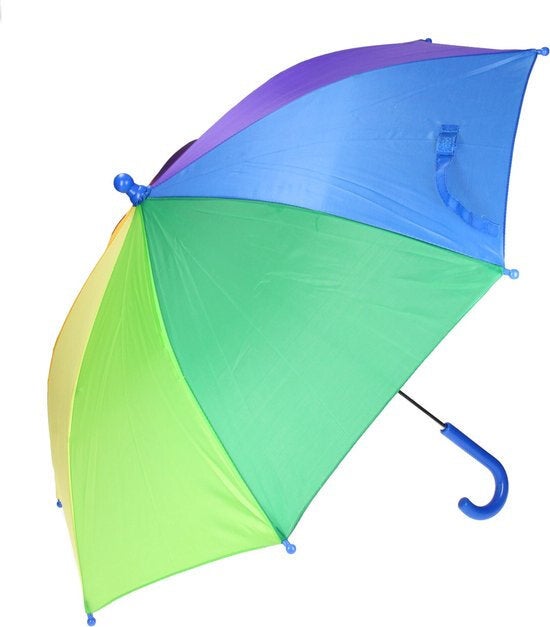 Regenboog kinderparaplu Blauw handvat