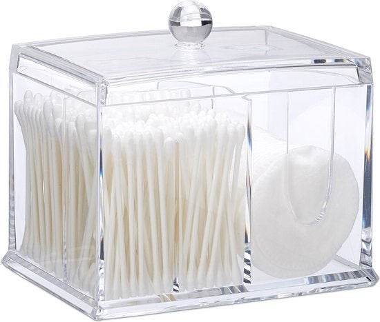 Wattenstaafjes houder met deksel transparant