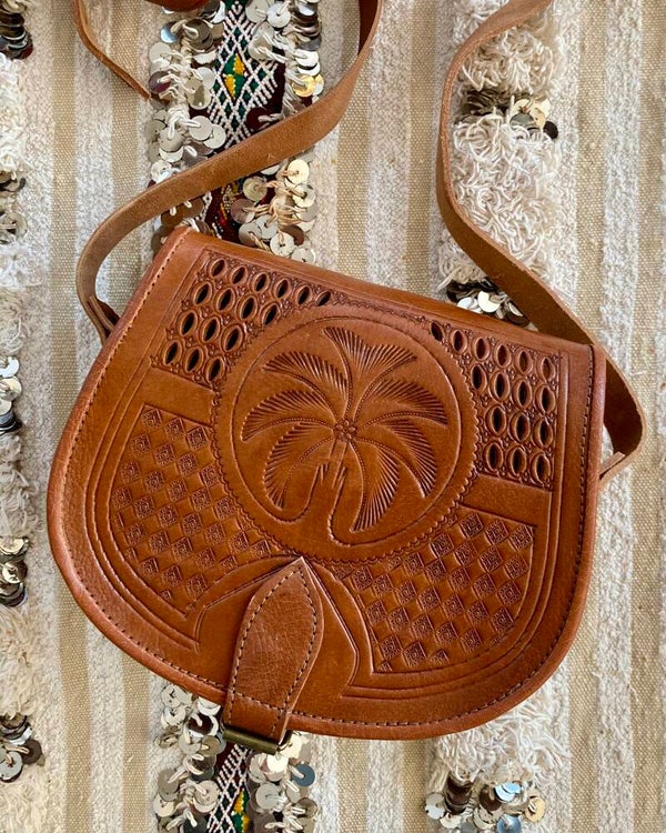 Marrakech leren tas roodbruin