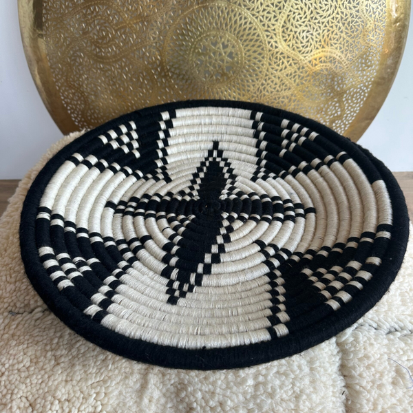 Rieten mand zwart/wit