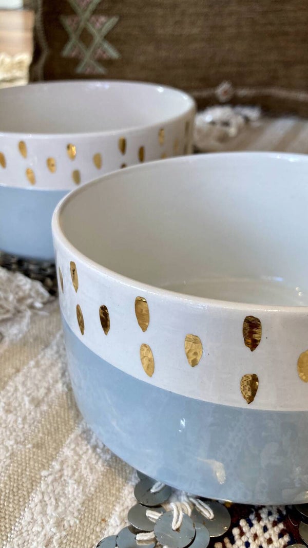 Chabi Chic kom 'Nour' lichtblauw/wit