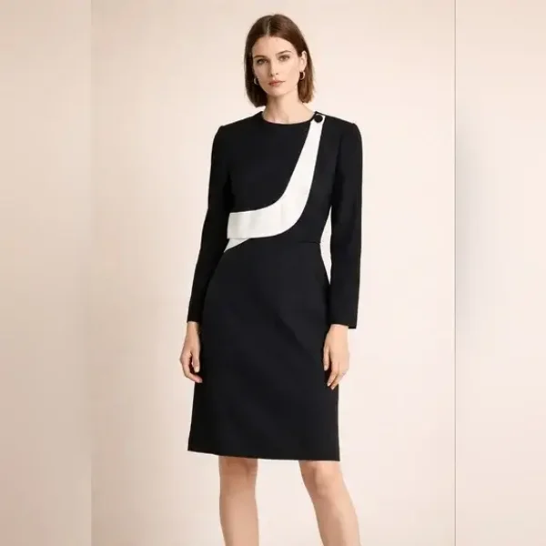 Liz Claiborne Black Dress with White Accent