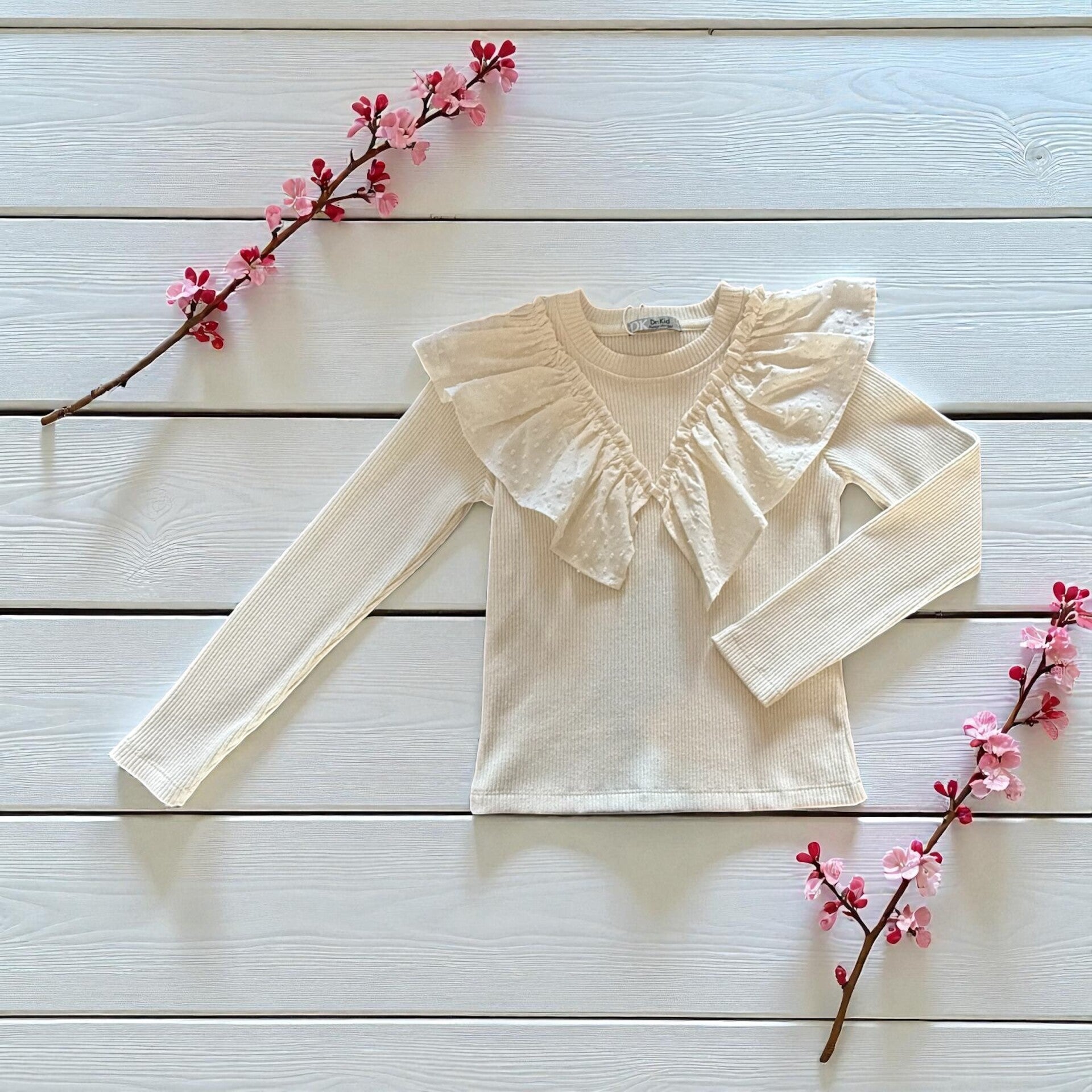 Dr. Kid meisjes trui wit met ruche