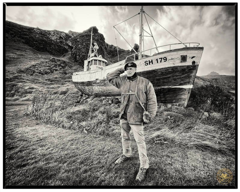 Youngington with wreckage of unsuccessful past expedition