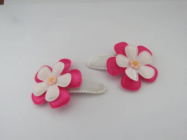 Haarspeld klikklak roze/wit set 1