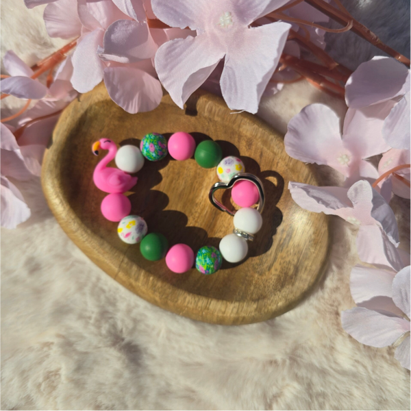 Armband sleutelhanger flamingo