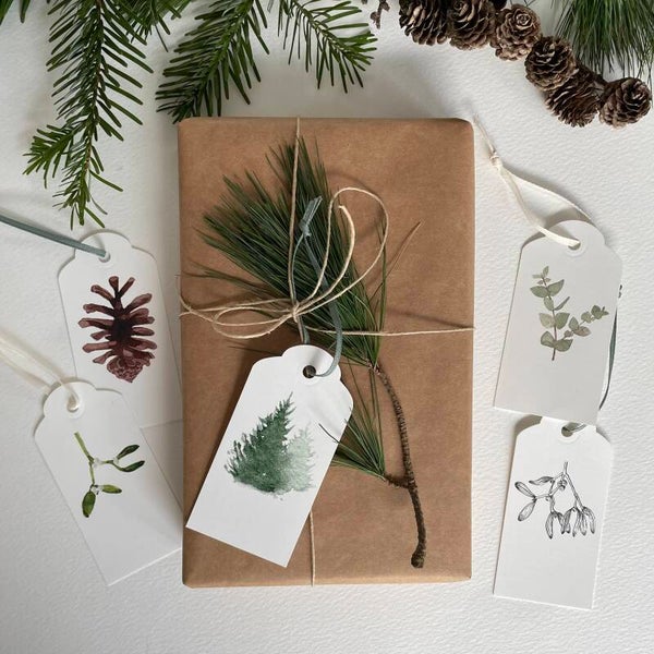 Set luxe cadeaulabels voor de kerst en winter