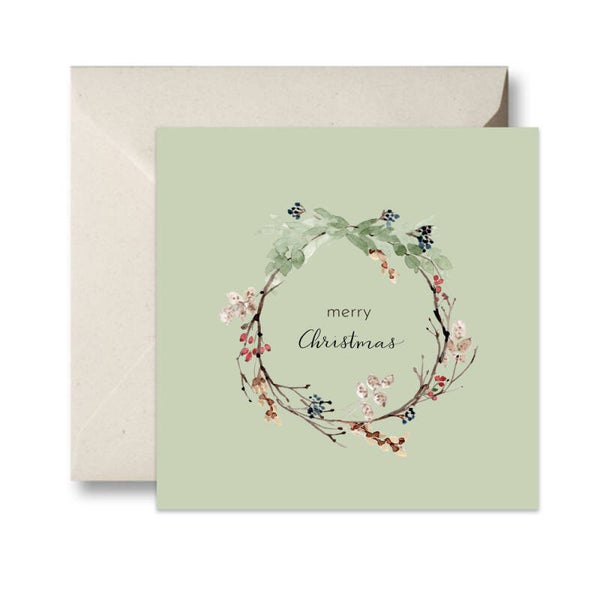 Green wreath dubbele kaart