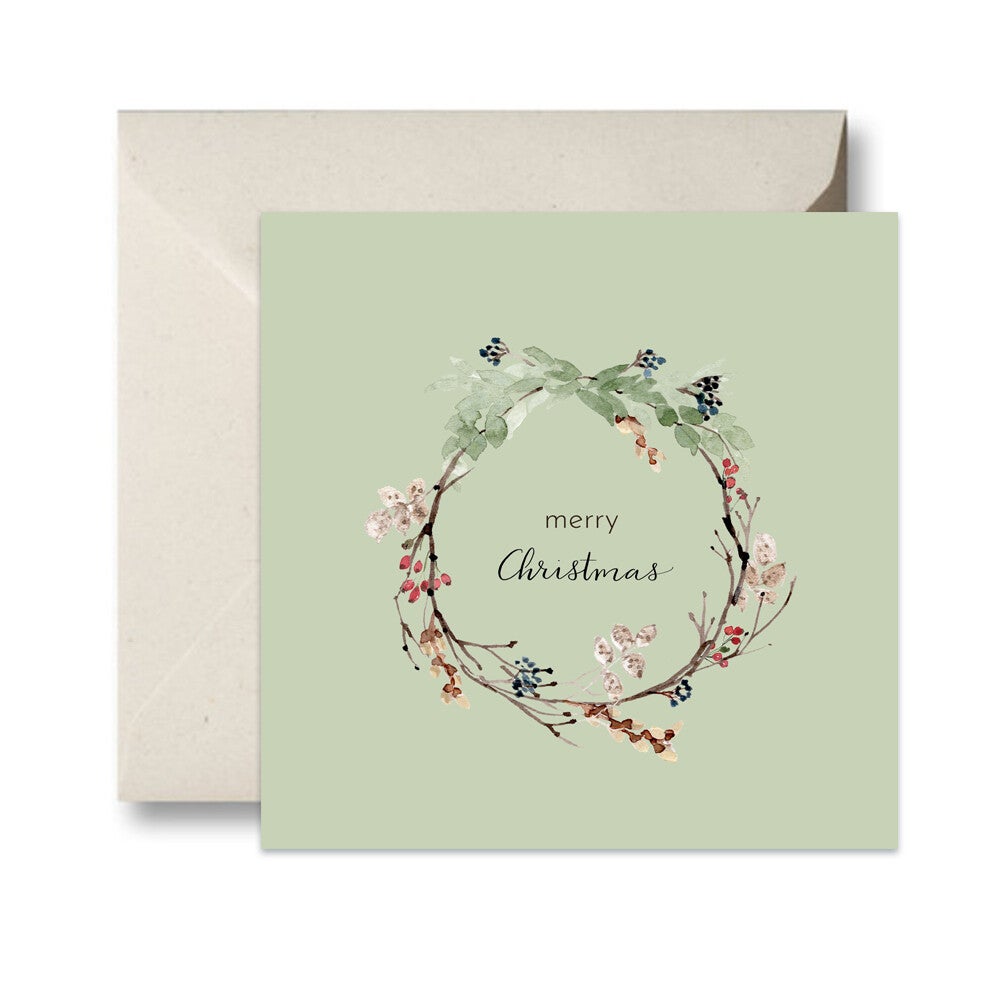 Green wreath dubbele kaart