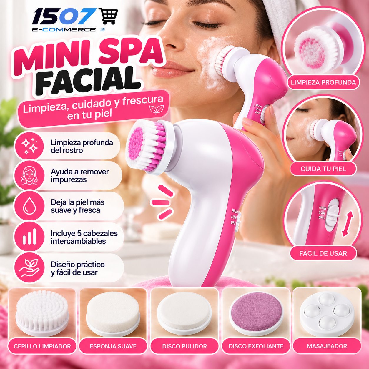 Mini Spa Facial – Limpiador y Masajeador Facial