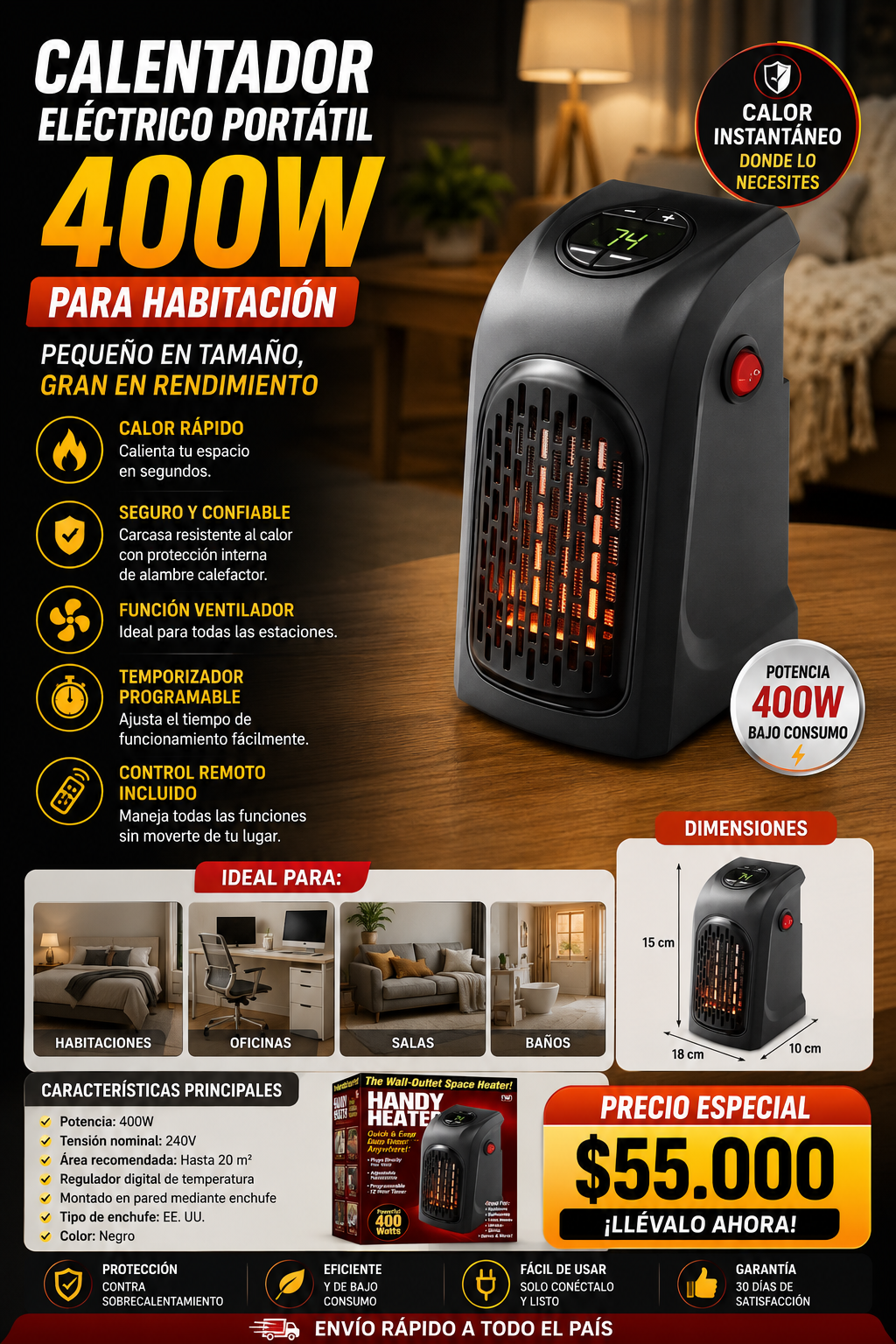 Calentador eléctrico portáti V
