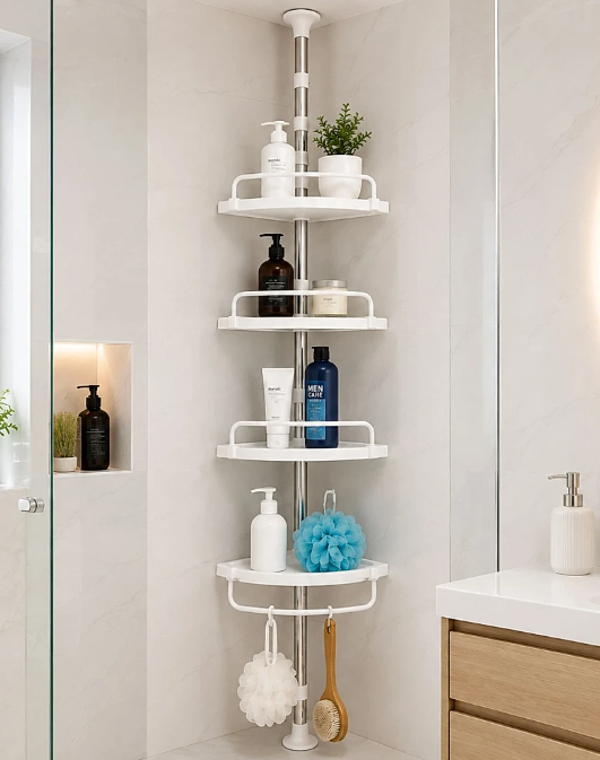 Organizador esquinero para baño de 4 niveles