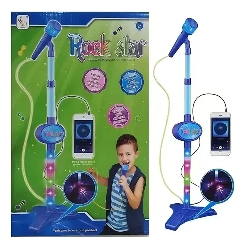 🎤🎶 Micrófono Rock Star con Pedestal