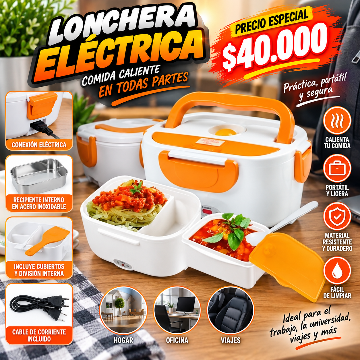 Lonchera Eléctrica Portátil de 1.05 Litros