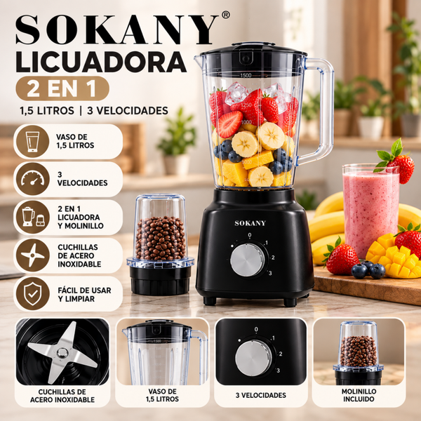 🥤 Licuadora Sokany 2 en 1