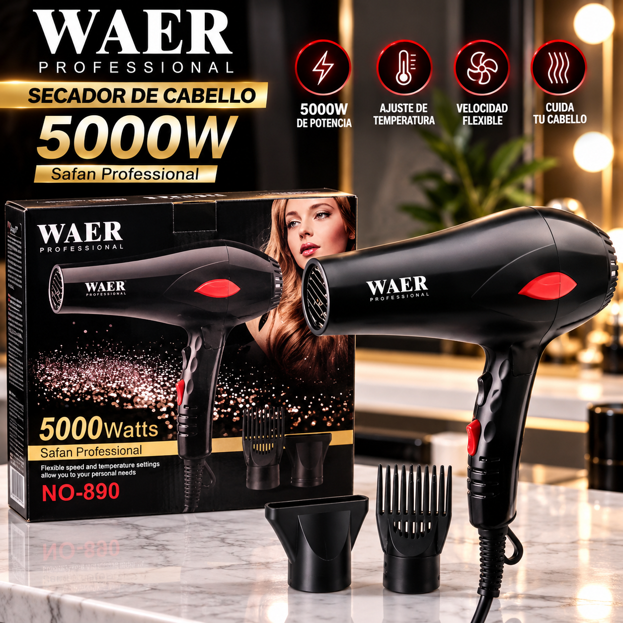 Secador de Cabello WAER Professional 5000W – NO-890