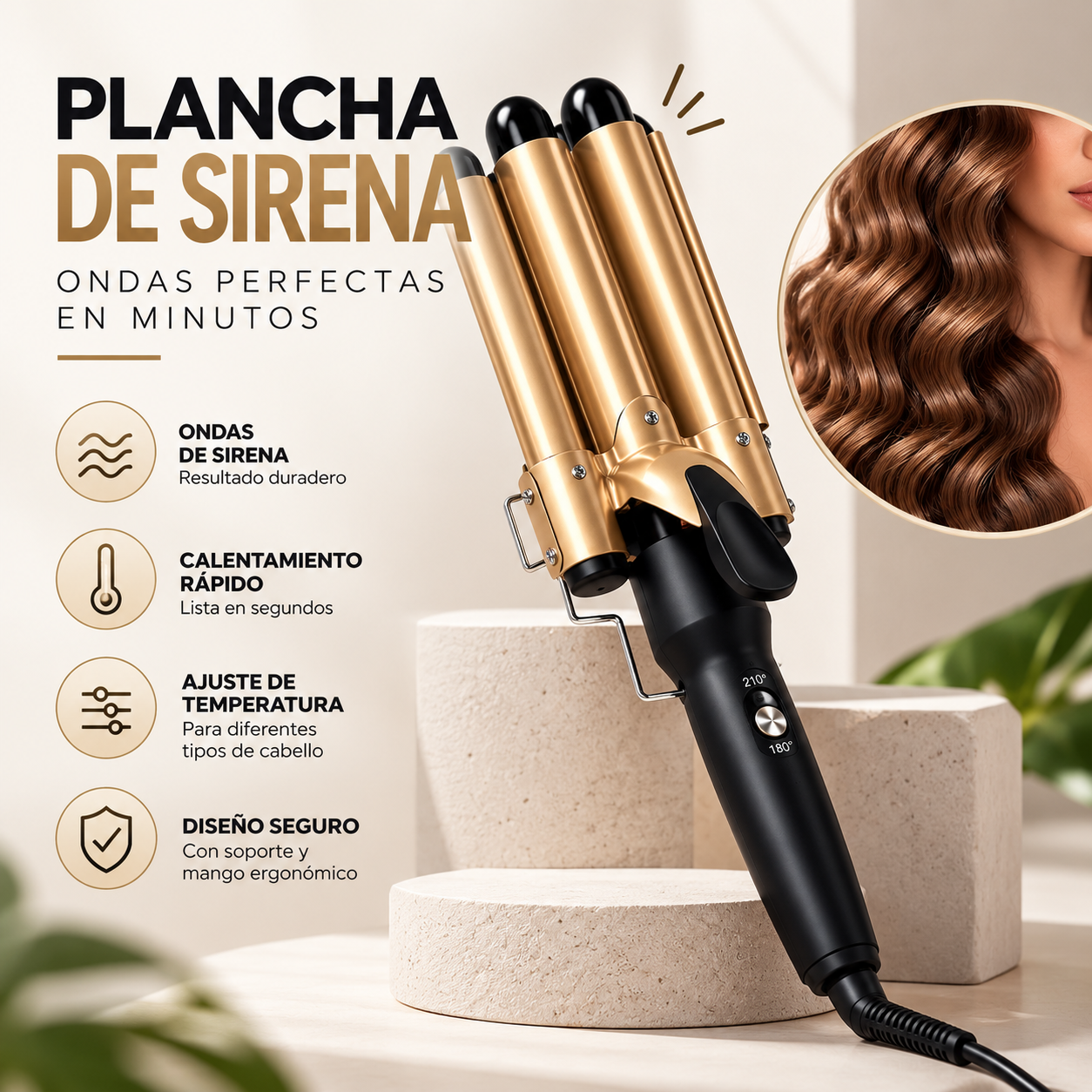 Plancha de Sirena para Cabello – Ondas Profesionales