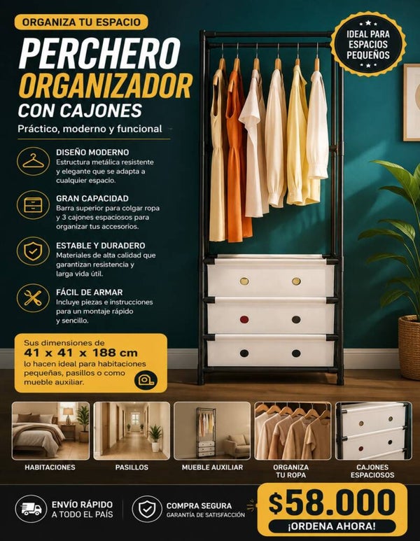 Perchero Organizador con Cajones