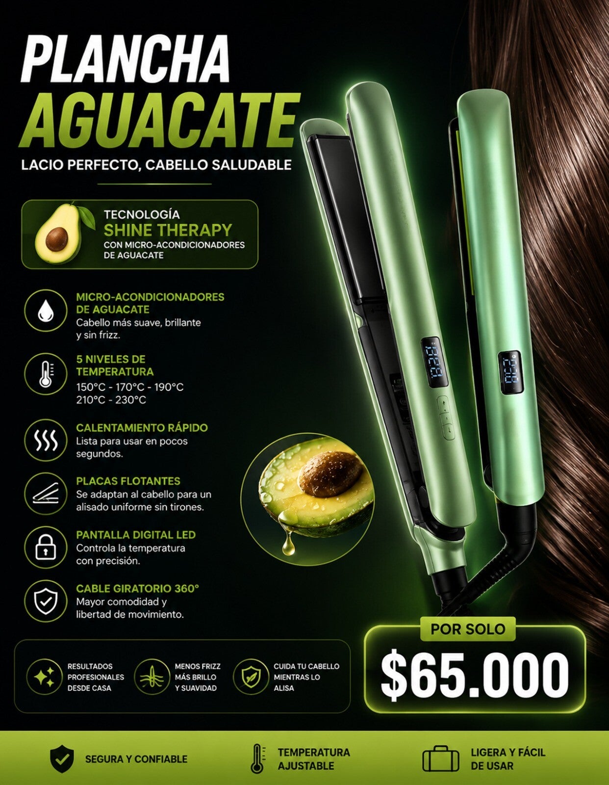 Plancha Alisadora de Aguacate