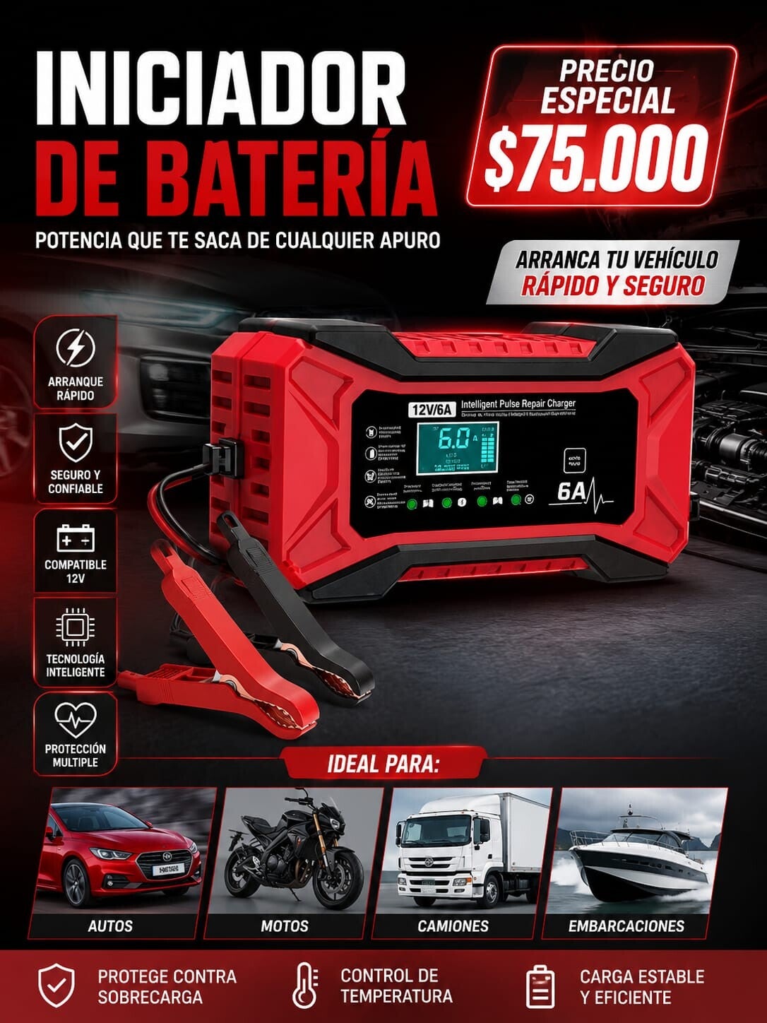cargador y un iniciador de bateria