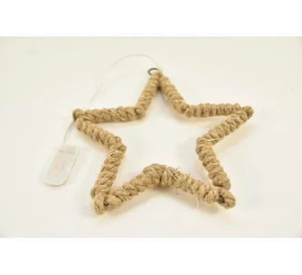 Jute touw ster 20x1,5cm met 10 LED
