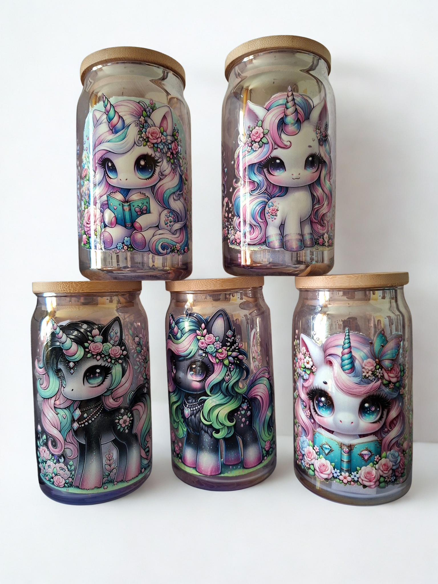 Canette verre + paille verre irrisée