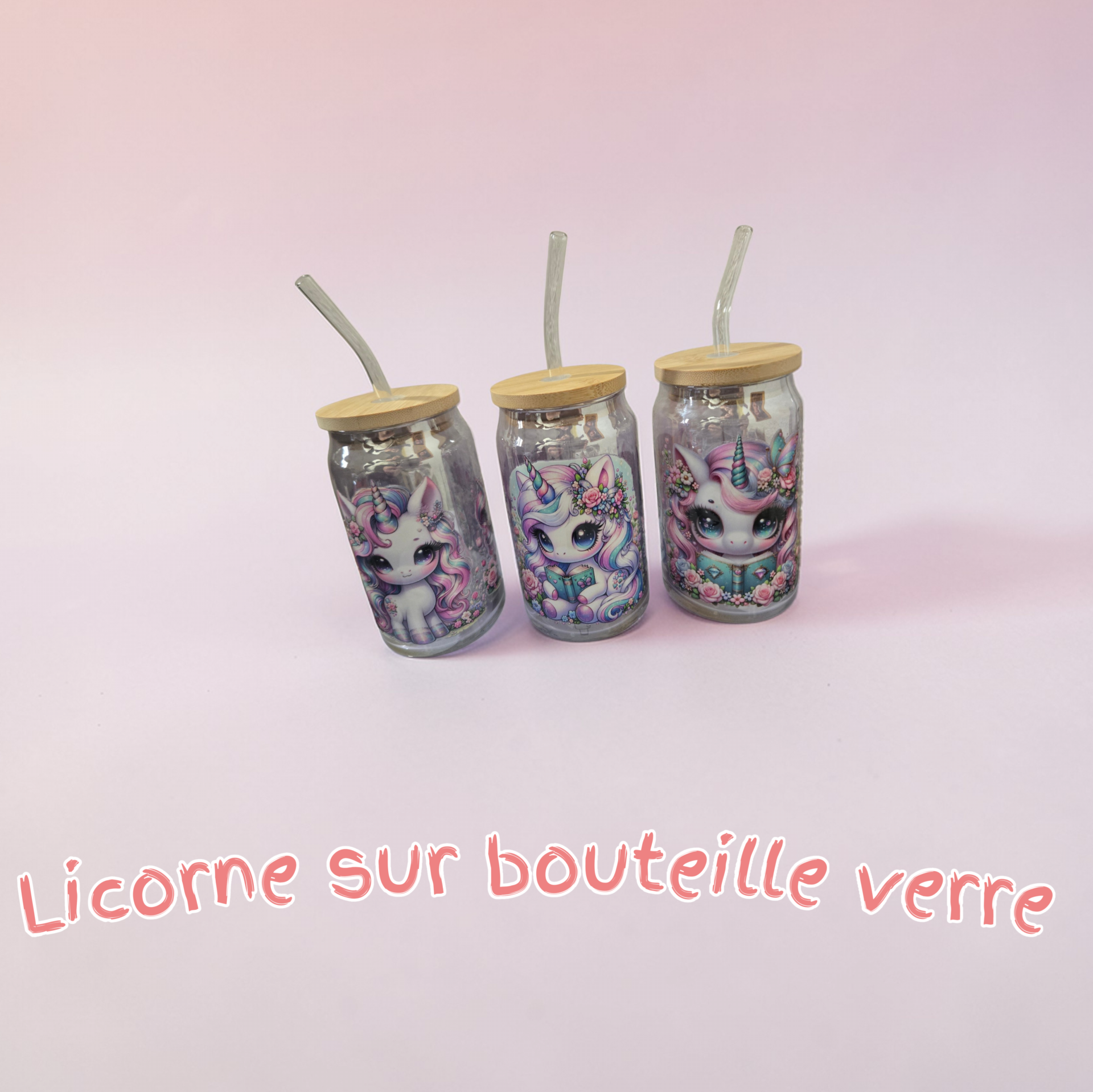 Canette verre + paille verre irrisée