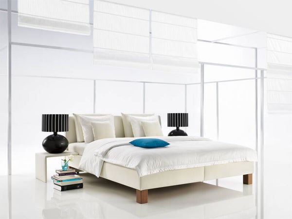 Calma Doppelbett , Modell System 2490/0 mit Füßen nach Wahl , Stoffgruppe 64 , mit Kopfhaupt nach Wahl in 160x200 und 180x200