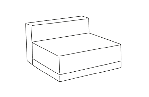 Laguna Sitzelement 620/1 , mit Lehne , ohne Lehnkissen , Stoffgruppe 64 , Modul hat 120Tiefe x 96cm Breite
