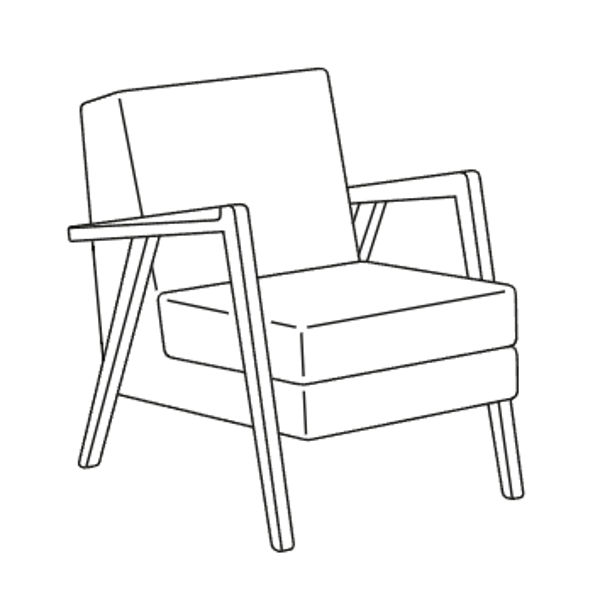 Laguna Fauteuil Modell 821/0 ,  in 4 Holzarten wählbar , Stoffgruppe 64