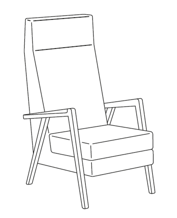 Laguna Fauteuil Modell 821/1 , mit hoher Lehne in 4 Holzarten wählbar , Stoffgruppe 64