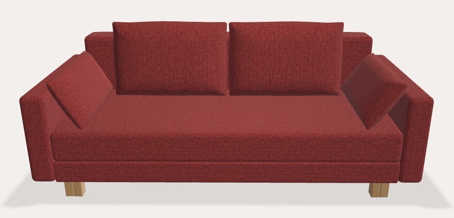 Forum Wohncouch Doppelliege mit Stauraum , Armteile gerade und 2 Spitzkissen ( Rückenlehnkissen ) und 2 Armstützkissen