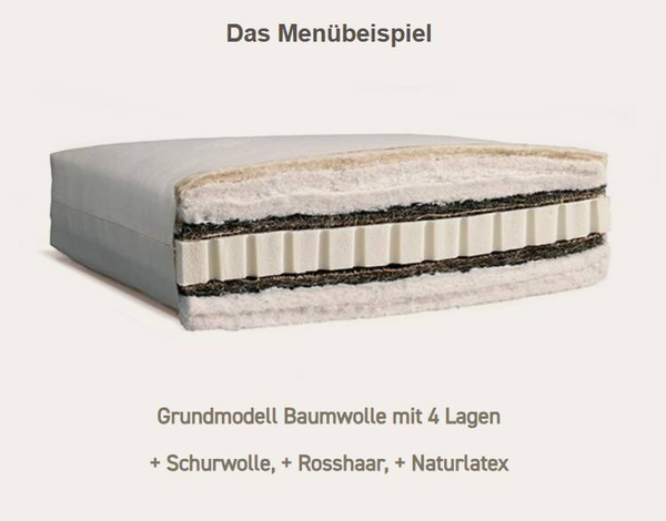Bio - Futon , 13cm Stärke !! , aus 100% kbA - Baumwolle + Schurwolle + Rosshaar + Naturlatex 4 cm medium oder fest