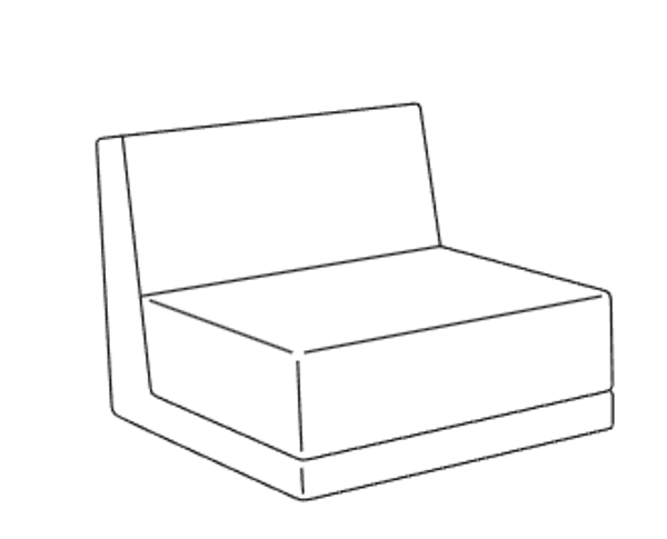 Laguna Lehnelement 621/1 , mit Lehne , ohne Lehnkissen , Stoffgruppe 64 , Modul hat 120Tiefe x 96cm Breite und 76cm Höhe