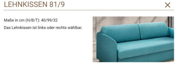 Joka Lehnkissen für " Pure " Liege , Stoffgruppe 64