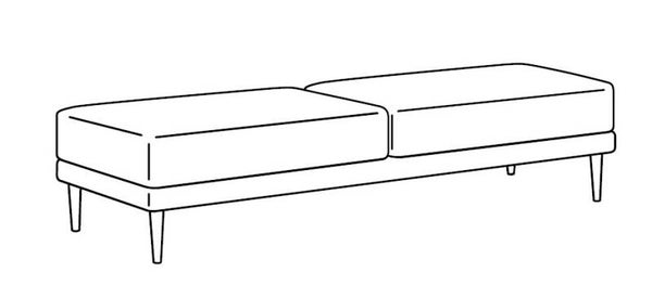 Mira 2-Sitzer Element 2635/0 , 160cm x 73cm , Stoffgruppe 64 , ohne Rückenwände und ohne Seitenwände , kombinierbar mit Mira Elementen Ihrer Wahl