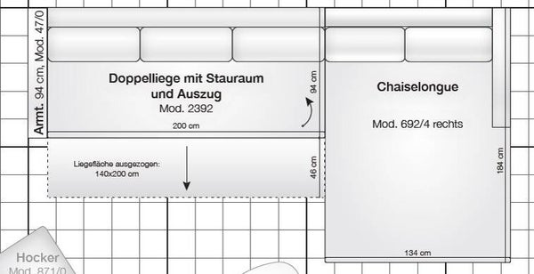 Joka Best of Plaza Sitzecke rechts oder links bestellbar , Stoffgruppe 64