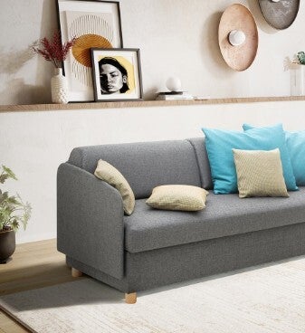 Joka Wohnbett Allraumbett Pure Modell 103 / 2 mit 2 - seitigem Umbau links und 2 Lehnkissen