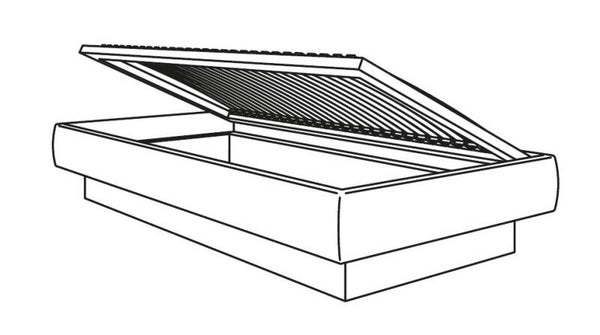 Joka Calma 460/5 , Stoffgruppe 64 , mit Sockel , großem Bettzeugraum , mit Lattenrost. 90x190,90x200,100x200,120x200 oder 140x200.