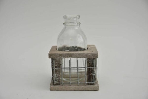 Tray hout/gaas met 1 fles grey wash