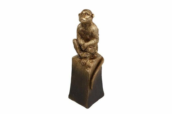 Beeld aap op standaard oud goud