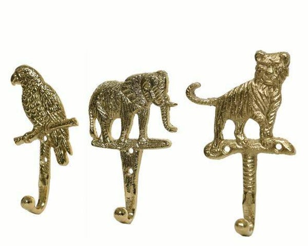 Haakje papegaai / olifant/ tijger goud