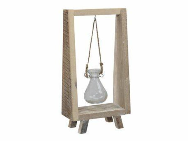 Houten frame met 1 glaasje hangend